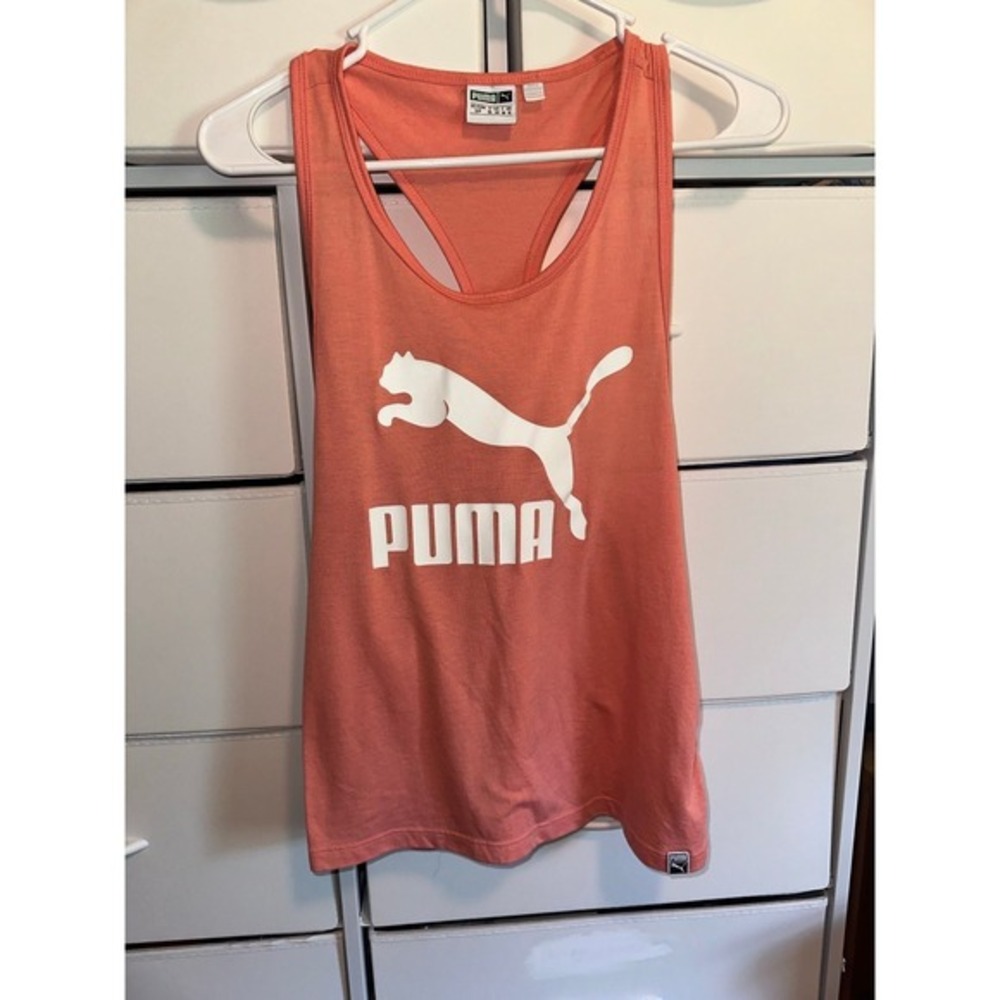 Pink and white‎ puma tank top size small super cute loose fit H2